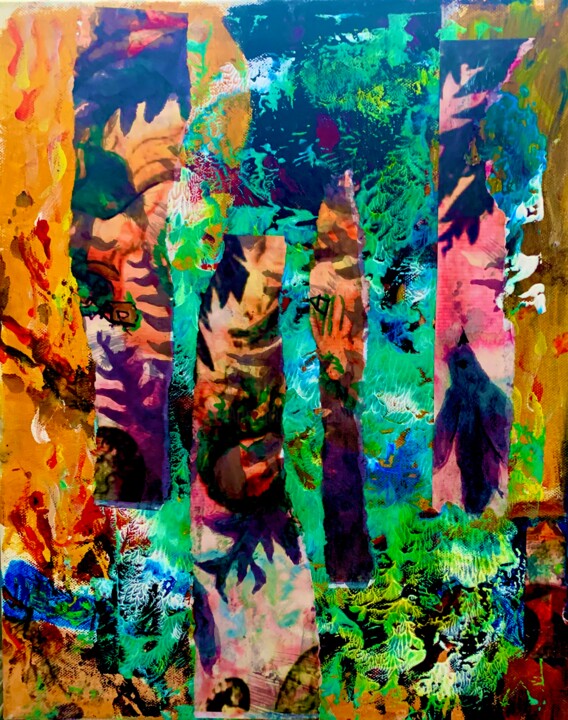 Pittura intitolato "jungle" da Perfecta, Opera d'arte originale, Collages Montato su Telaio per barella in legno