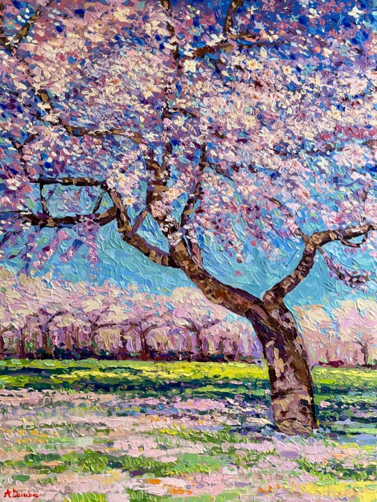 제목이 "Almond Blossom Tree"인 미술작품 Adriana Dziuba로, 원작, 아크릴