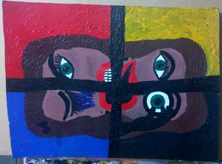 绘画 标题为“4 faces” 由Adriana Zúñiga Velásquez, 原创艺术品, 丙烯