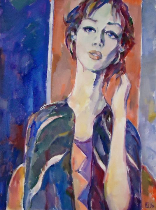 Painting titled "WOMAN 51" by Vale Ovchinnikov, Original Artwork, Oil