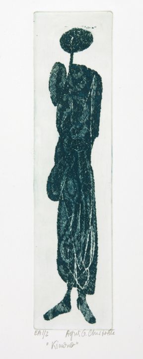 印花与版画 标题为“Kimono” 由Agnes Gauthier-Chartrette, 原创艺术品, 蚀刻