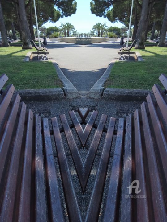 Banc Dans Un Parc Digital Arts By Agnes Barraud Artmajeur