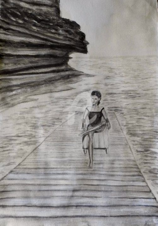 Drawing titled "На море" by Andrei Gudkov, Original Artwork, Pastel