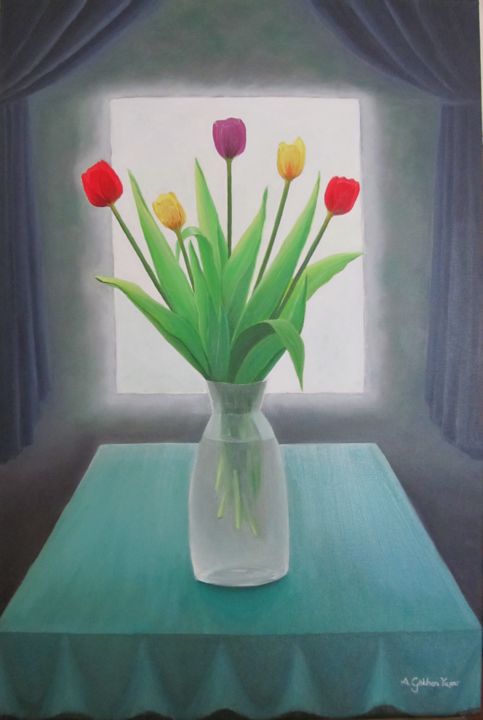 Bức tranh hoa tulip: Tình yêu với hoa tulip được thể hiện qua từng nét cọ trong bức tranh này. Những sắc màu đẹp mắt và tuyệt vời sẽ khiến bạn cảm thấy thích thú và hài lòng. Bức tranh sẽ là một món quà tuyệt vời để tặng cho người thân yêu hoặc để trang trí tường nhà của bạn. Hãy ngắm nhìn bức tranh hoa tulip để cảm nhận tình yêu với hoa và nghệ thuật.