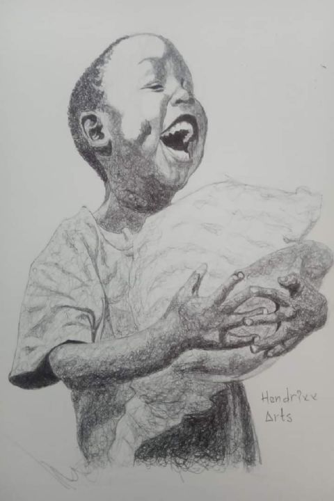 Dessin intitulée "Joy" par Souleymane Diomande, Œuvre d'art originale, Stylo à bille