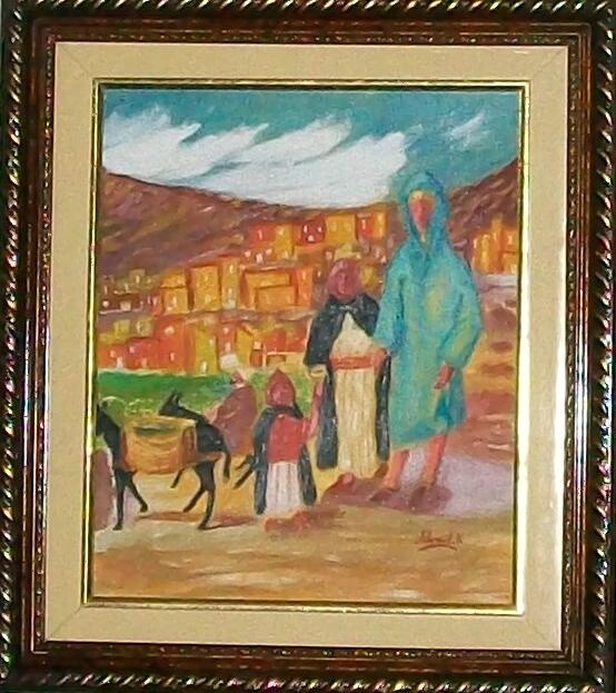 Painting titled "Famille allant au s…" by Ahmed K, Original Artwork