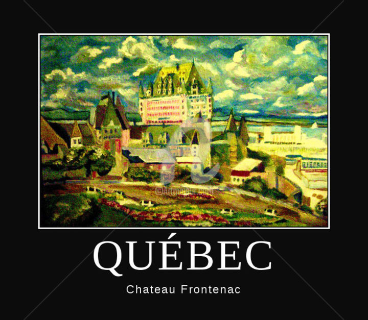 Schilderij getiteld "chateau-frontenac-m…" door Aib Mohamed, Origineel Kunstwerk, Olie