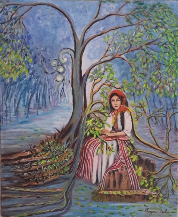 Pittura intitolato "Jebliya" da Aicha Ahayoun Tazmi, Opera d'arte originale, Acrilico