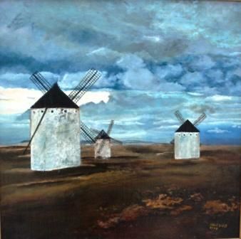 Pittura intitolato "Molinos de viento" da Aicha Iglesias, Opera d'arte originale