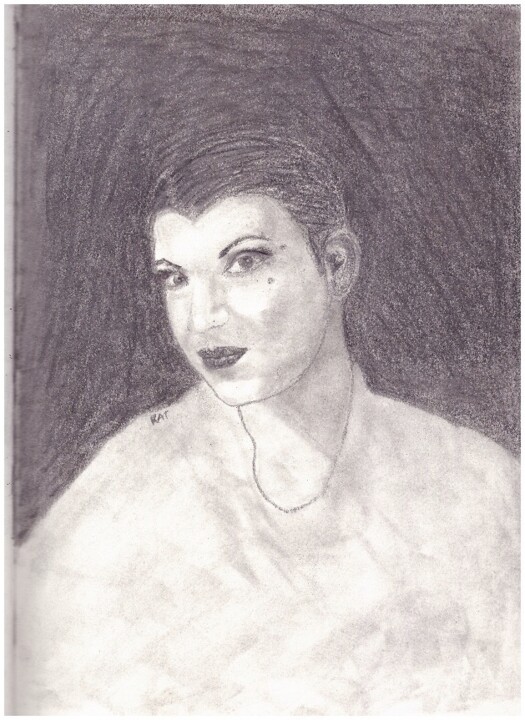 Malerei mit dem Titel "self portrait" von Aikaterine Rousake, Original-Kunstwerk, Graphit