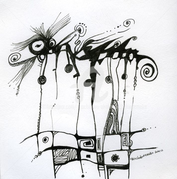 Dessin intitulée "blank-elders-of-our…" par Akachukwu Akabeks Chukwuemeka, Œuvre d'art originale, Encre