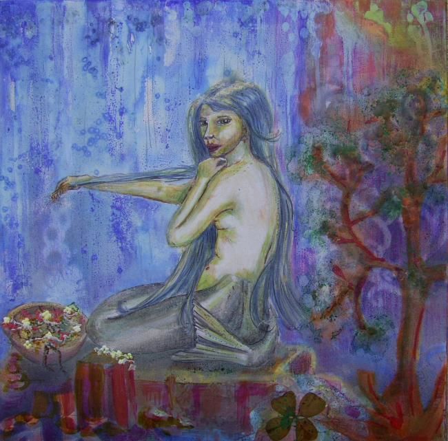 Peinture intitulée "Sirène Indroise" par Akara Péala, Œuvre d'art originale