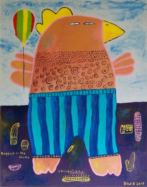 Pintura titulada "Big Man with Balloon" por Akbar Warisqia, Obra de arte original, Acrílico