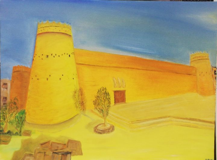 Painting titled "Desert structure" by Aksh, Original Artwork, Oil