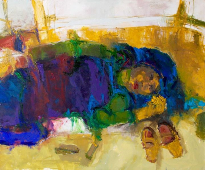Pintura titulada "Refugees" por Alaa Hamameh, Obra de arte original, Oleo
