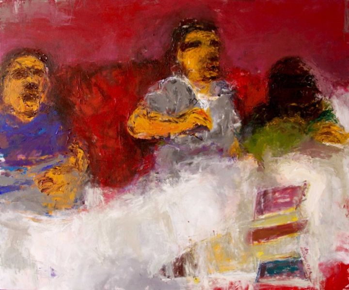 Malarstwo zatytułowany „Dialogue” autorstwa Alaa Hamameh, Oryginalna praca, Olej