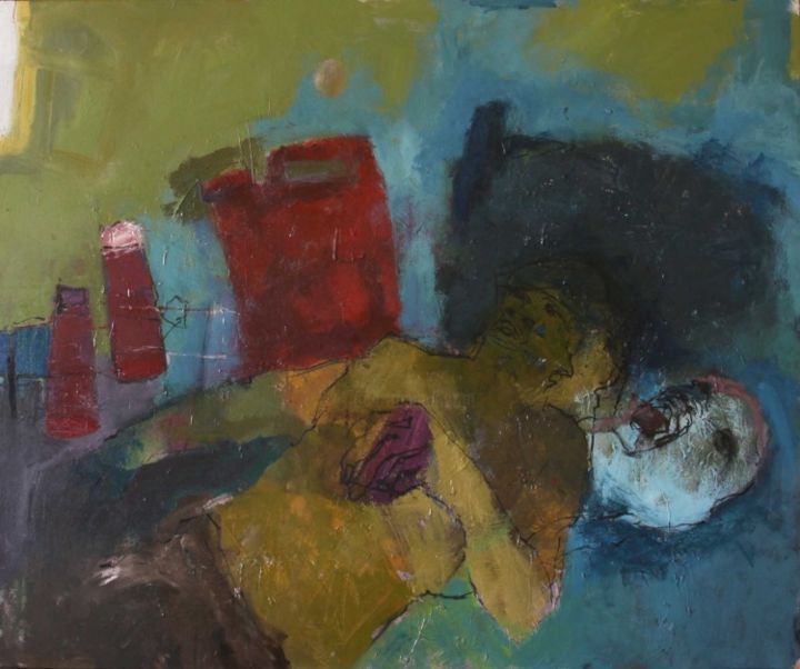 Pintura titulada "Field hospital" por Alaa Hamameh, Obra de arte original, Oleo