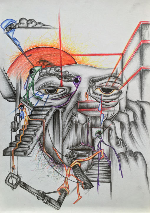 Dessin intitulée "Portrait of a Dream…" par Alaa Misto, Œuvre d'art originale, Crayon