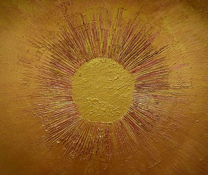 Malerei mit dem Titel "Red sun" von A.L.A, Original-Kunstwerk, Acryl Auf Keilrahmen aus Holz montiert