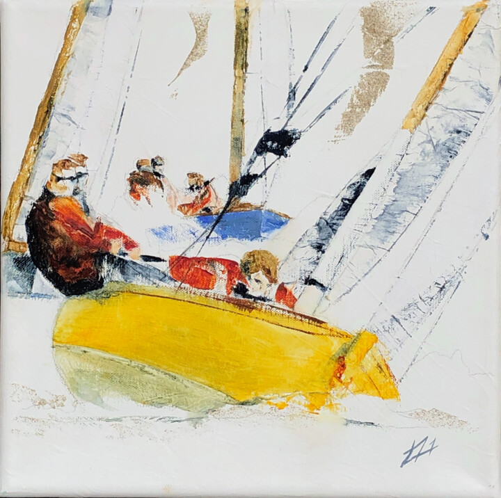 Pittura intitolato "Le voilier de class…" da Alain Abramatic, Opera d'arte originale, Olio