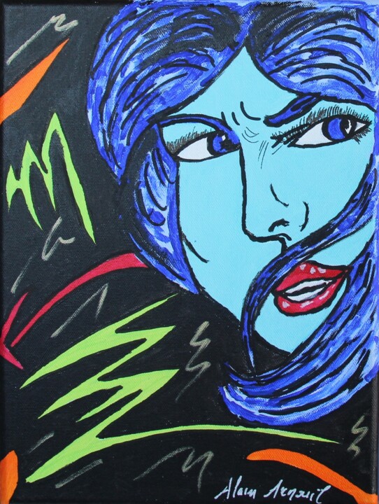 Painting titled "CATHY" by Alain Arnouil, Original Artwork, Acrylic Mounted on Wood Stretcher frame