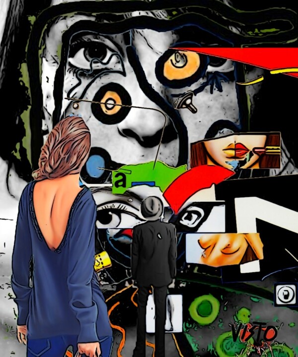 Digitale Kunst mit dem Titel "LE REGARD" von Alain Vistosi, Original-Kunstwerk, Fotomontage