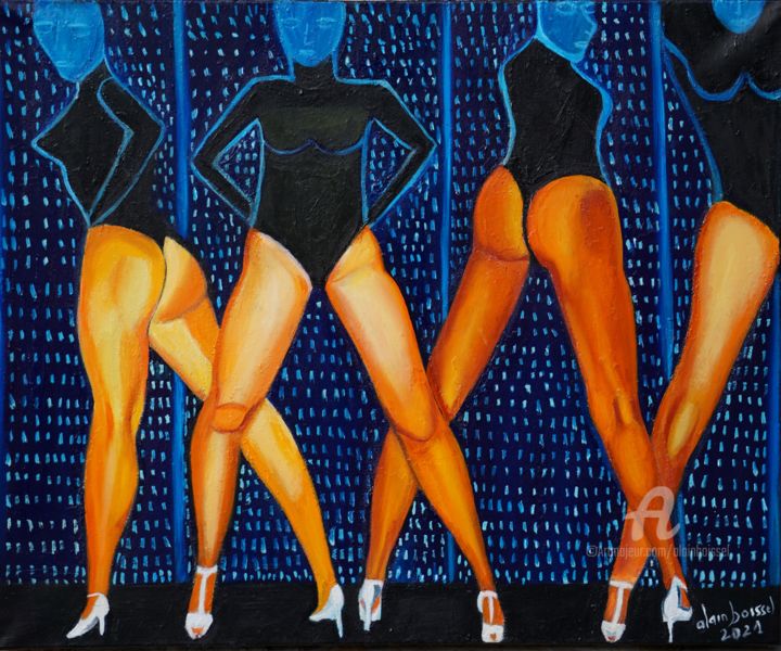 Pintura titulada "Au cabaret" por Alain Boissel, Obra de arte original, Oleo