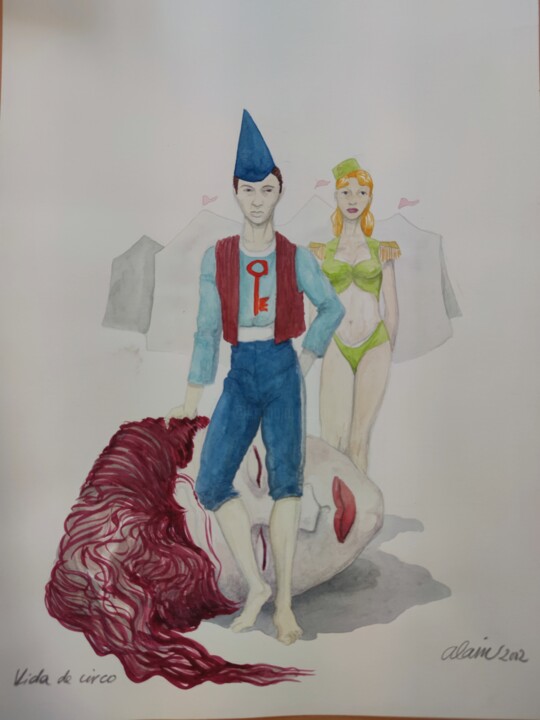 Pintura titulada "Vida de Circo" por Alain Garcia De Navarrete, Obra de arte original, Tinta