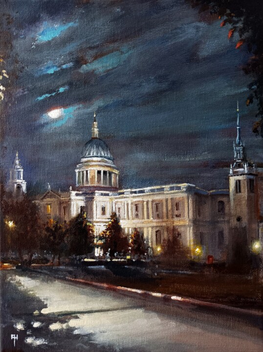 Pintura titulada "Late Night London,…" por Alan Harris, Obra de arte original, Acrílico