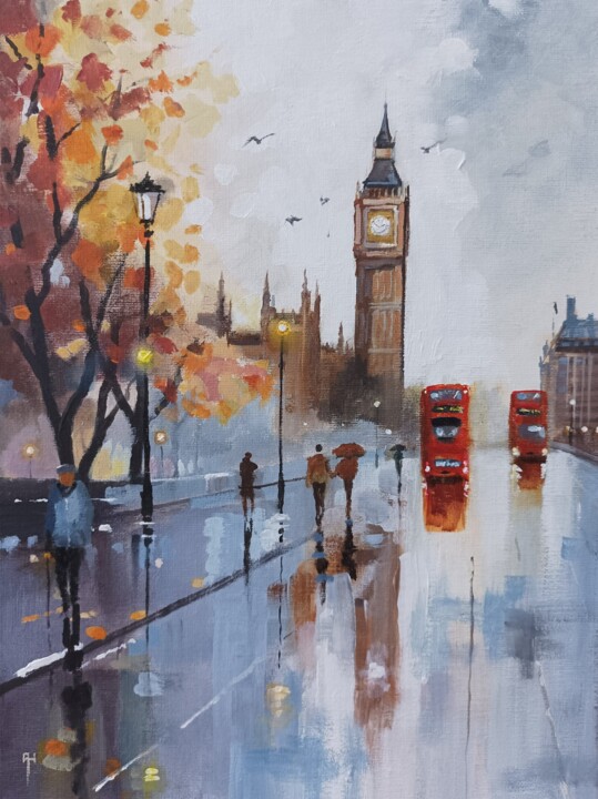 Malerei mit dem Titel "Around London" von Alan Harris, Original-Kunstwerk, Acryl