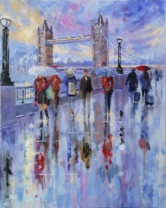 Pintura titulada "Tower Bridge London" por Alan Harris, Obra de arte original, Acrílico