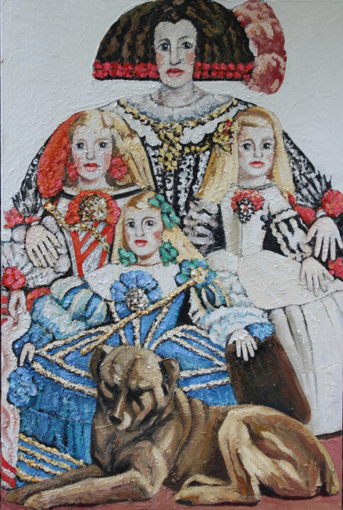 Peinture intitulée "Mis Meninas de Vela…" par Albert Cruells, Œuvre d'art originale, Huile Monté sur Châssis en bois