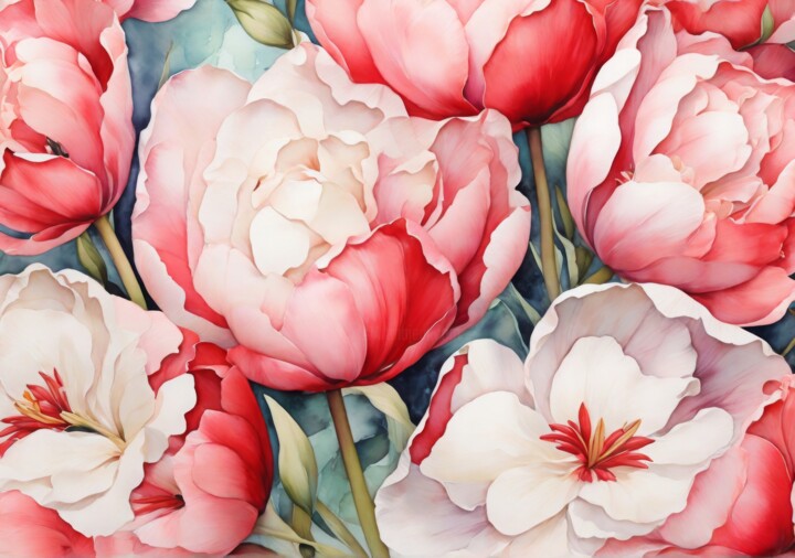Digital Arts titled "Artistic floral bac…" by Albertbs, Original Artwork, AI generated image