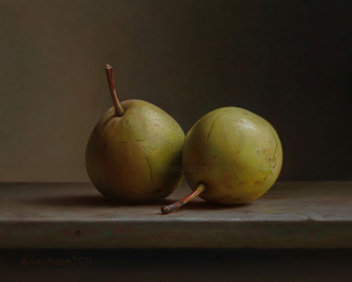 Malarstwo zatytułowany „Pears” autorstwa Albert Kechyan, Oryginalna praca, Olej
