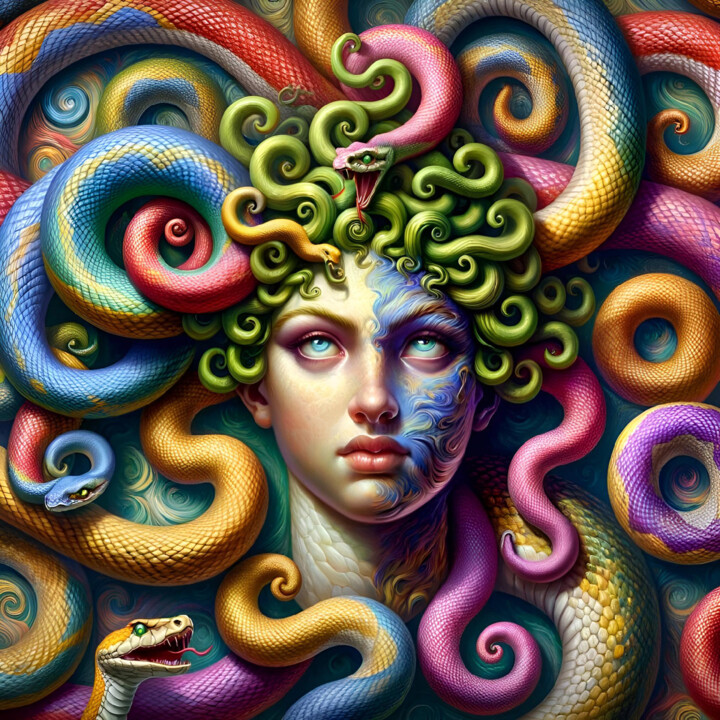 Digital Arts titled "Medusa's Gaze: A Su…" by Alberto Capitani, Original Artwork, AI generated image