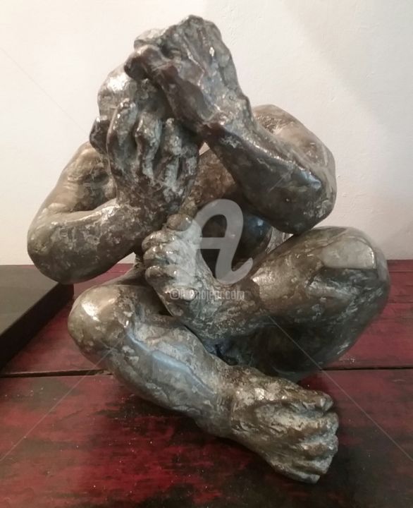 Скульптура под названием "Prise de tête" - Allain Dupressoir, Подлинное произведение искусства, Металлы