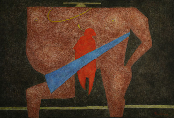 Pittura intitolato "Красная кукла" da Aleksei Filippov, Opera d'arte originale