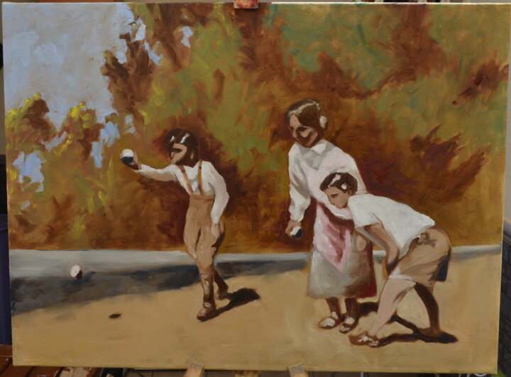 Painting titled "1907" by Alejandro Villa, Original Artwork, Oil Mounted on Wood Stretcher frame