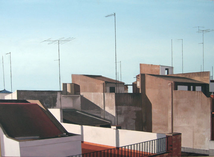 Картина под названием "azoteas-de-sevilla-…" - Alejandro Fajardo, Подлинное произведение искусства