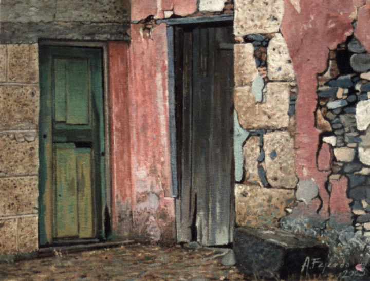 Pintura titulada "dos-puertas.jpg" por Alejandro Fajardo, Obra de arte original