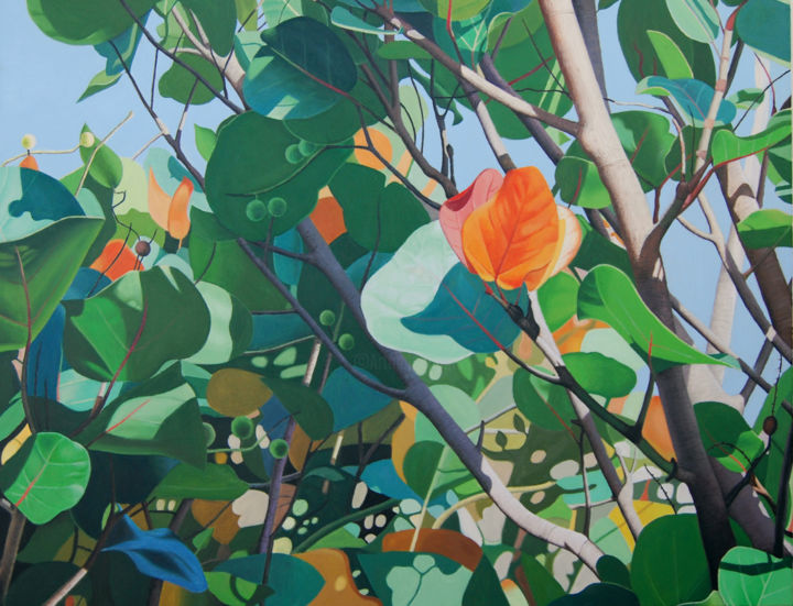 Картина под названием "hojas-grandes.jpg" - Alejandro Fajardo, Подлинное произведение искусства