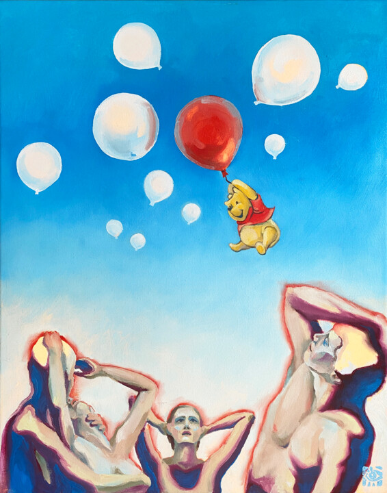 Painting titled "Unidentified flying…" by Alek Tretiak, Original Artwork, Oil Mounted on Wood Stretcher frame