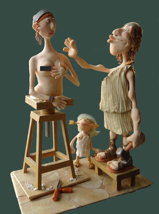 Sculpture titled "Пигмалион и Галаттея" by Aleksandr Ivanov, Original Artwork, Polymer clay