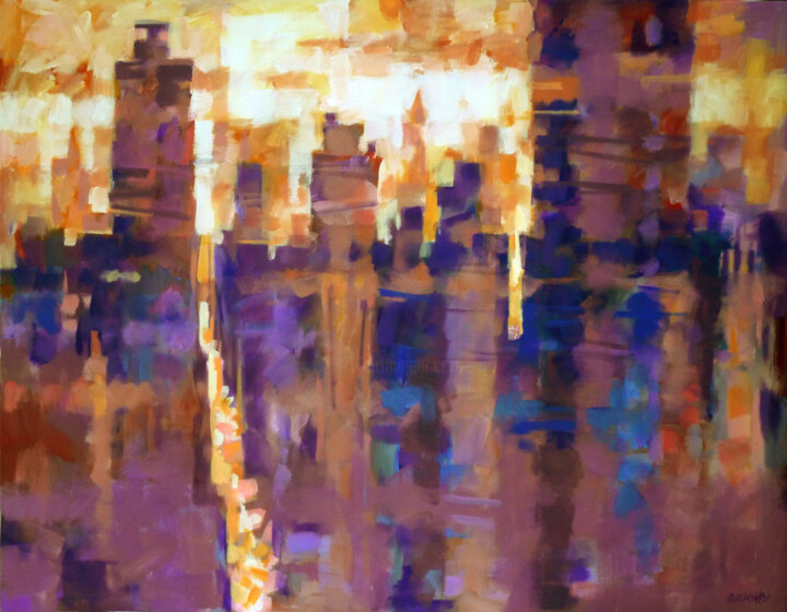 Schilderij getiteld "WARM CITY" door Aleksandr Ilichev, Origineel Kunstwerk, Acryl