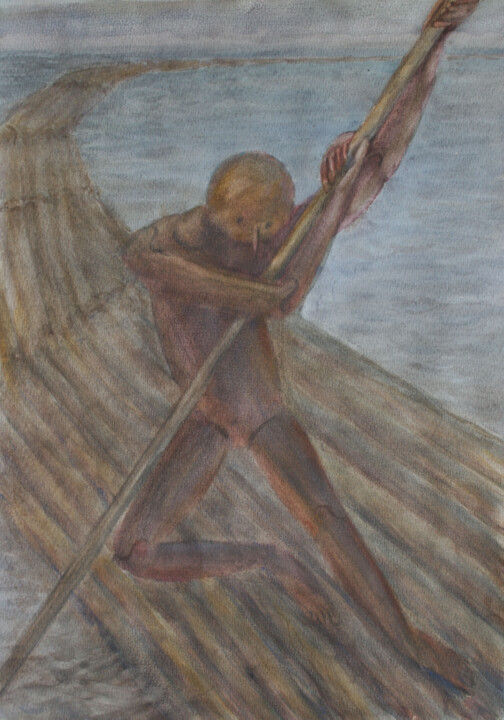 Malerei mit dem Titel "Charon" von Aleksandr Tkachenko, Original-Kunstwerk, Aquarell