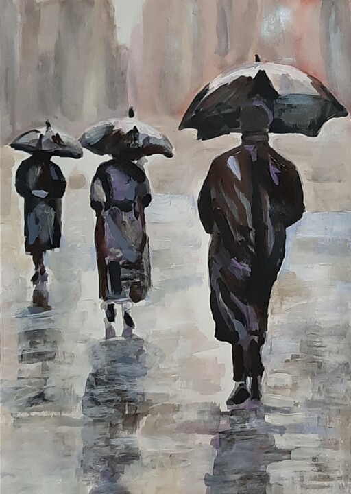 绘画 标题为“Rainy people ” 由Alexandra Djokic, 原创艺术品, 丙烯
