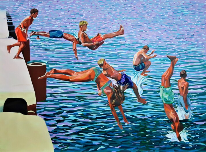 「Jump / 160 x 120 x…」というタイトルの絵画 Alexandra Djokicによって, オリジナルのアートワーク, アクリル