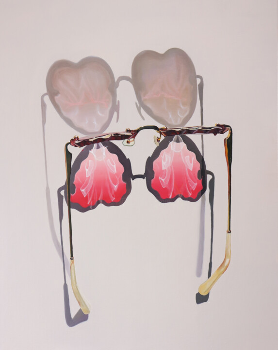 Painting titled "Heart Shaped Glasse…" by Aleksandra Stefanova (ASupernova Studio), Original Artwork, Oil