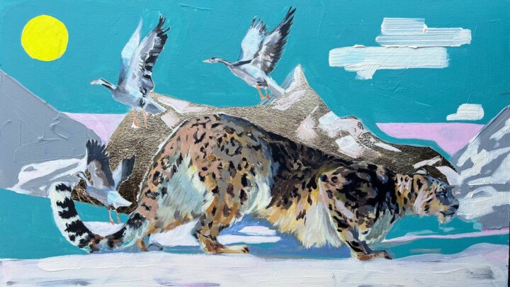 제목이 "Snow Leopard"인 미술작품 Aleksandra Trush-Donchenko로, 원작, 아크릴