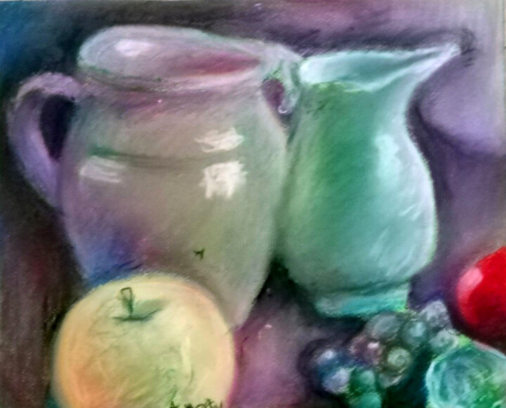 Painting titled "Dzbanki" by Aleksandra W, Original Artwork, Pastel